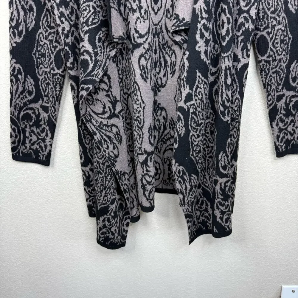 Soft Surroundings Filigree Open Front Tan Black Cardigan Size Large